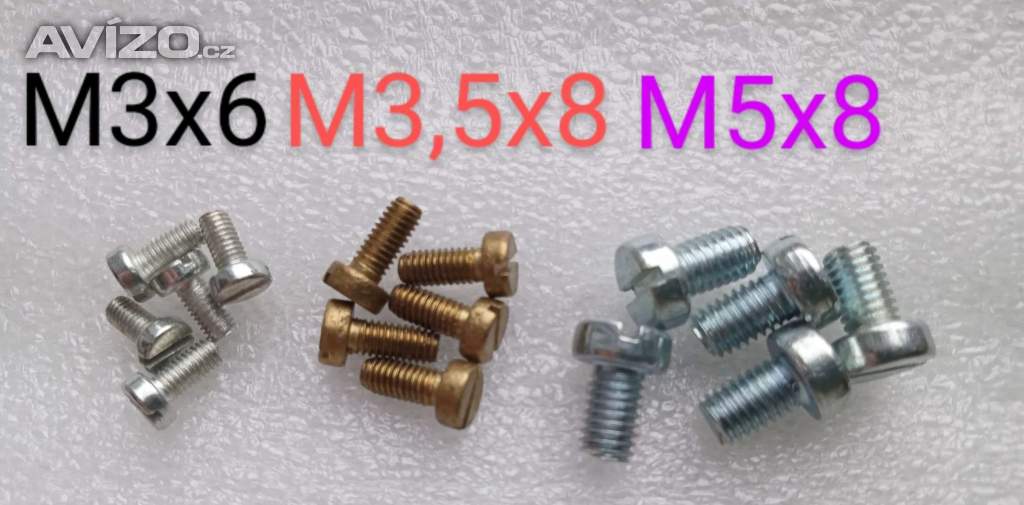 Šroubky M3x6, M3,5x8, M5x8