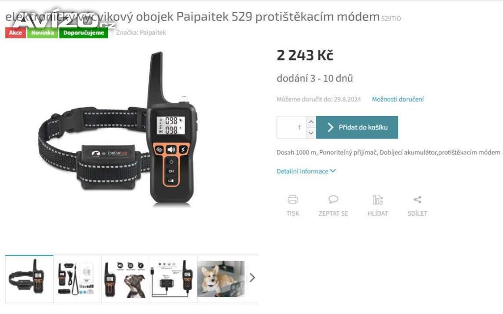 Elektrický obojek Paipaitek 529 + protištěkací funkce (2v1)