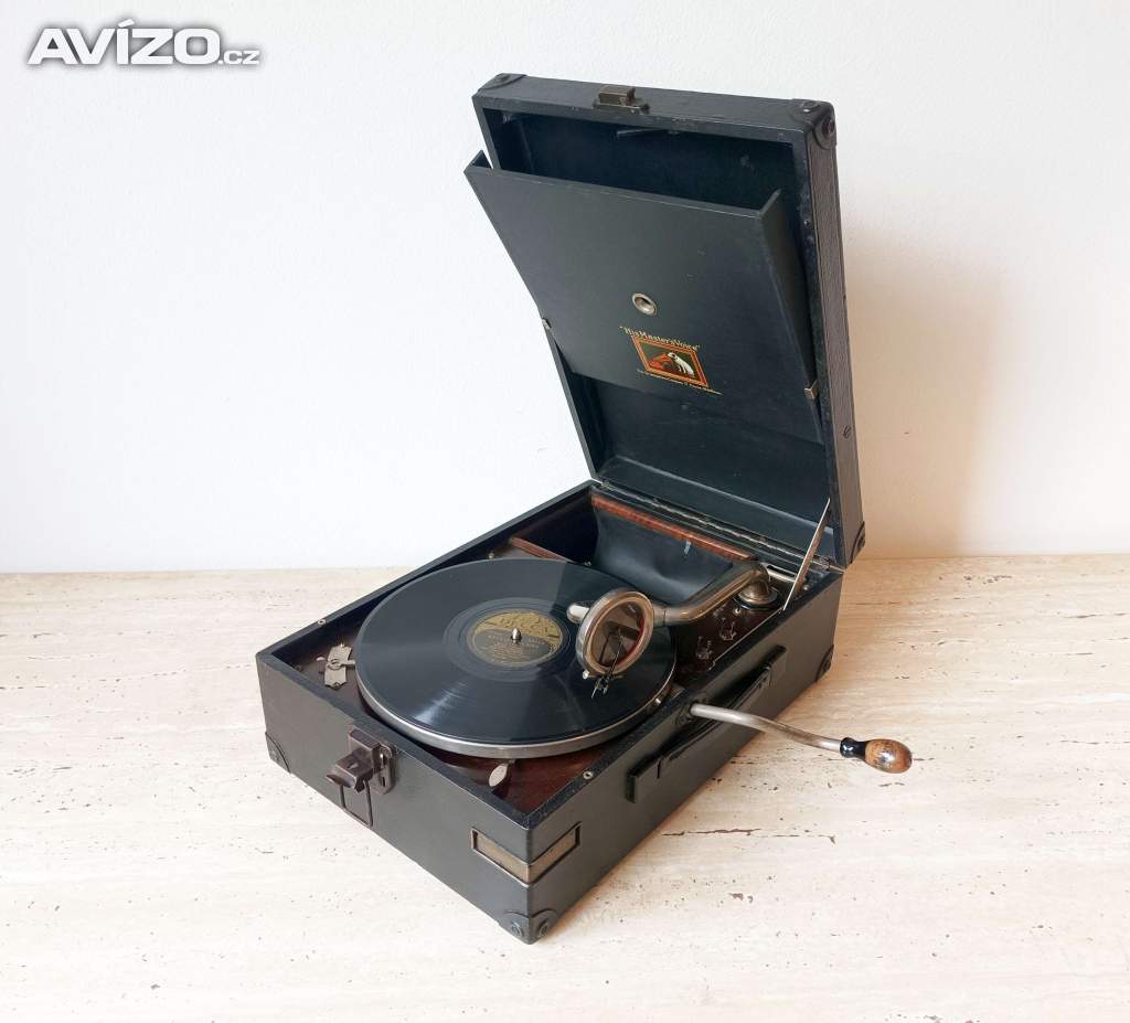 Krásný bytový doplněk - starožitný gramofon His Master’s Voice, top-top stav