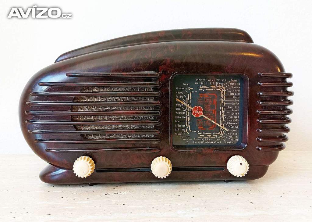 Krásný bytový doplněk - Art Deco starožitné rádio Talisman se želvinovým vzorem