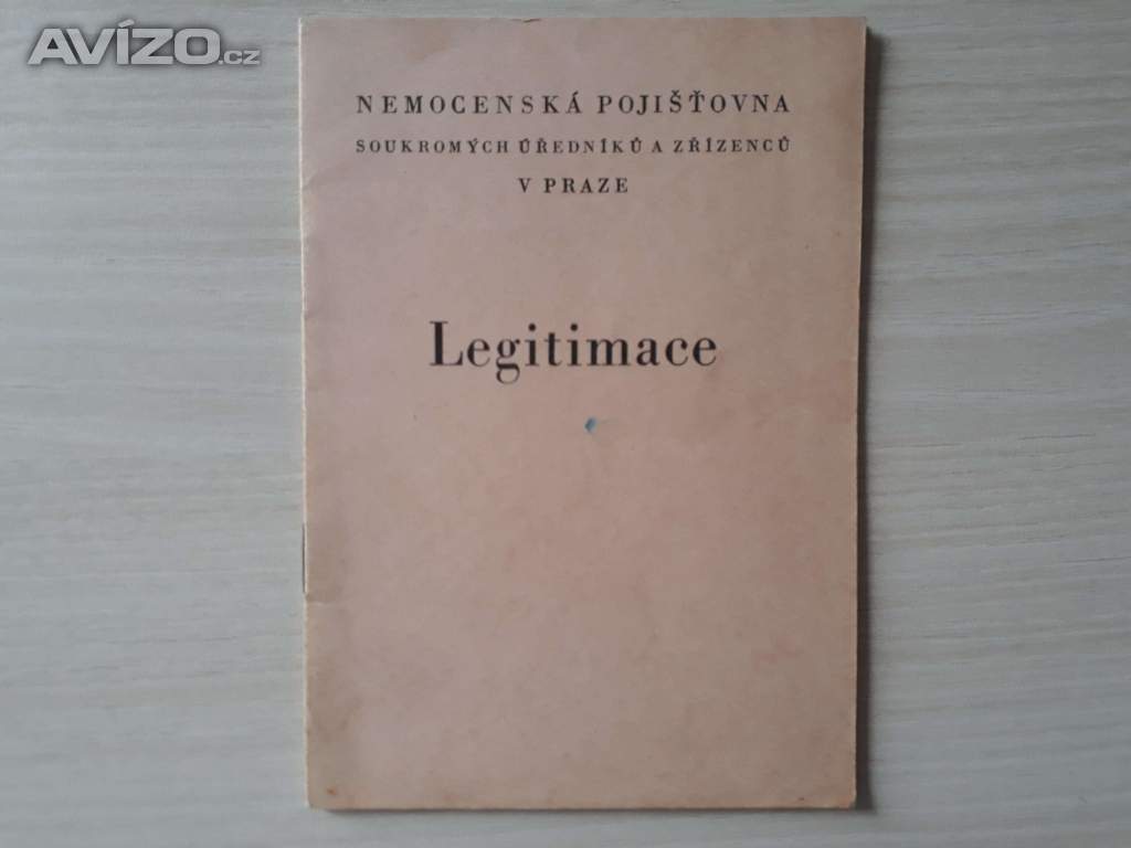 Nemocenská pojišťovna Praha - legitimace 1939 