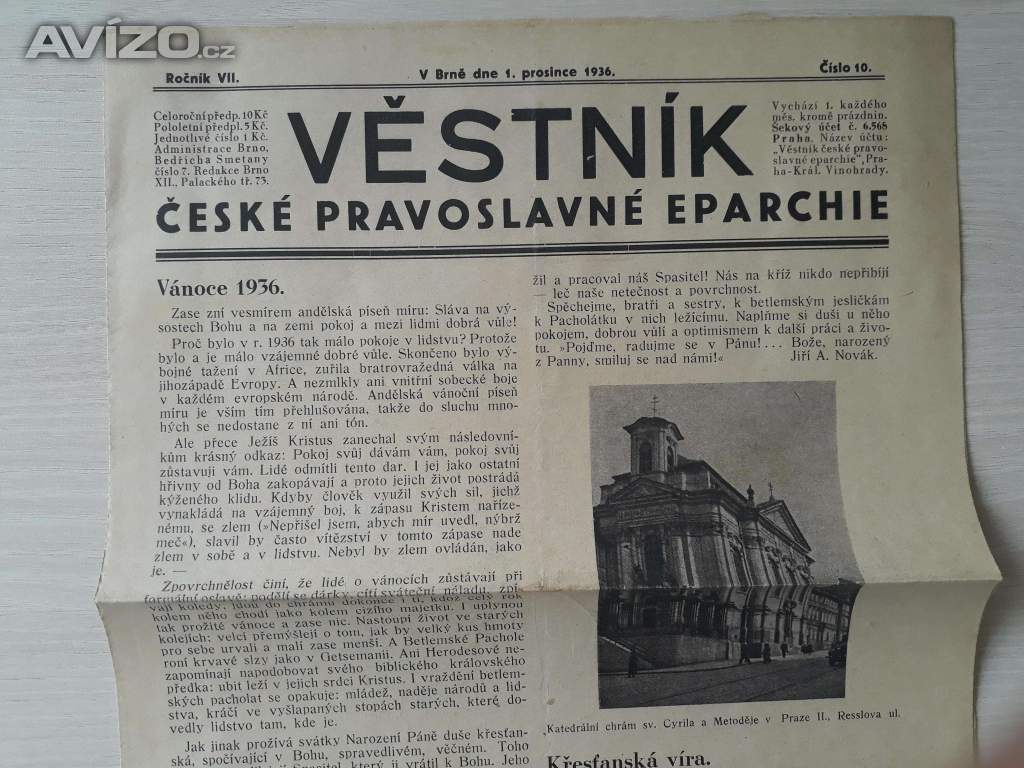 Věstník české pravoslavné eparchie z 1. 12. 1936