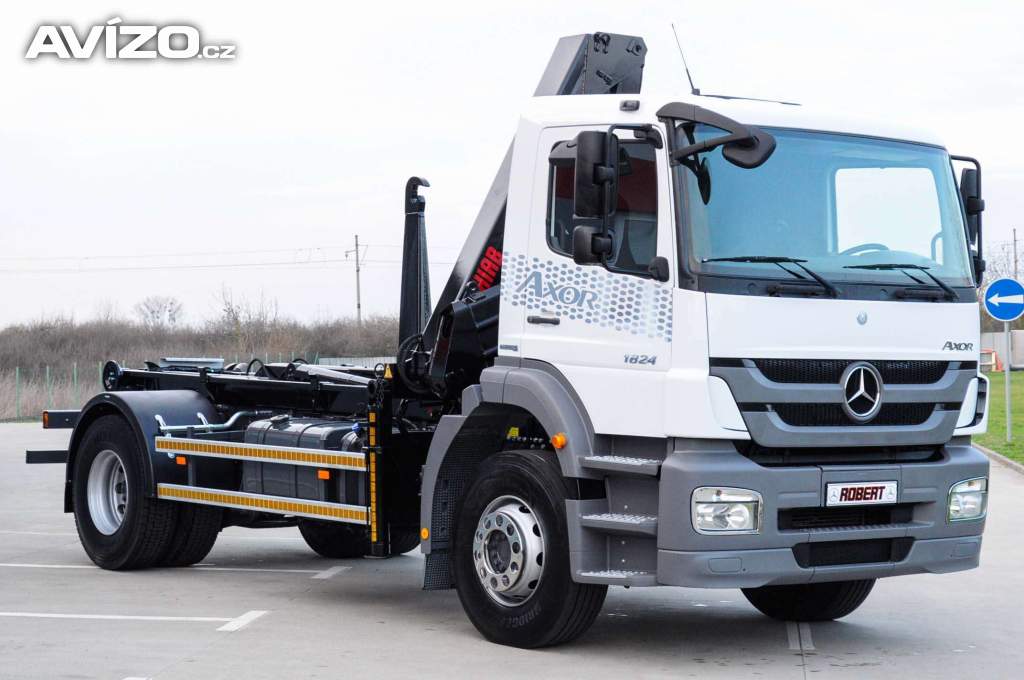 MERCEDES AXOR 1824 HÁKOVÝ NOSIČ KONTEJNERŮ + HYDR. RUKA EU5