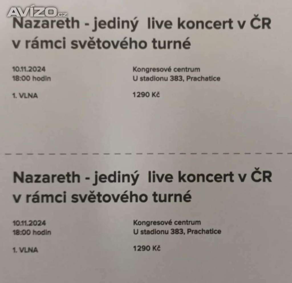 Lístky na koncert Nazarethu - 2 ks