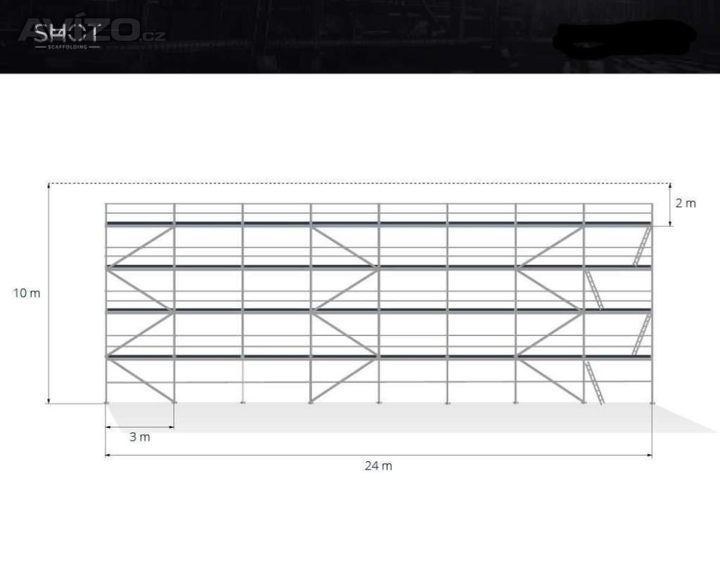 Nove hliníkové fasádní lešení PLLETAC scaff 74 – 250 m2