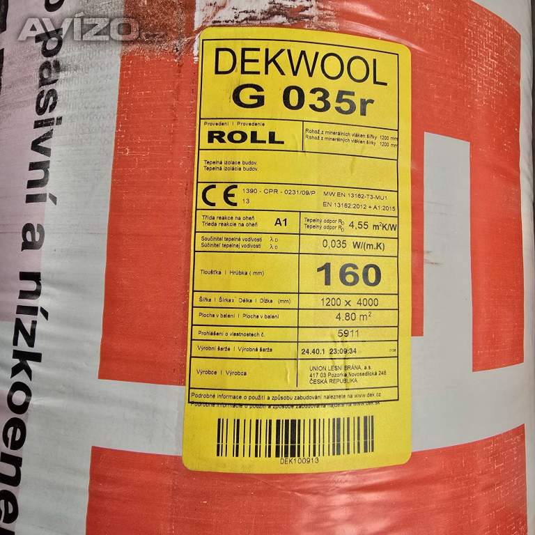 Tepelná izolace DEKWOOL G035r 160mm 4,8m2 6ks