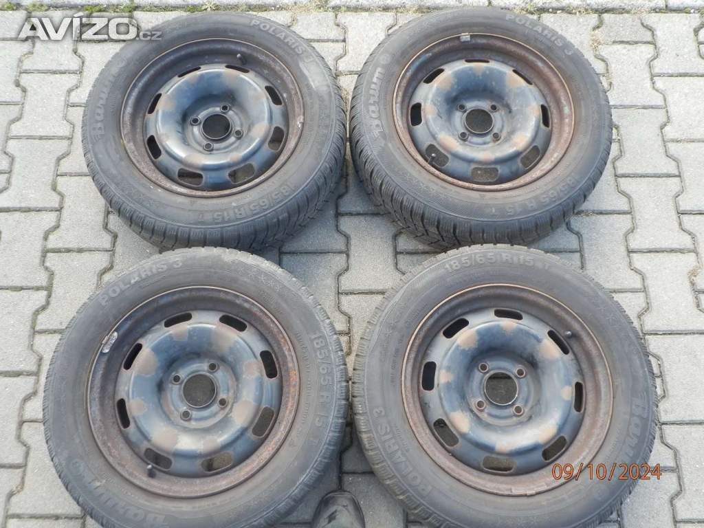 4xObutá zimní sada kol na CITROEN C3  Barum 185/65 R15  4x 4MM