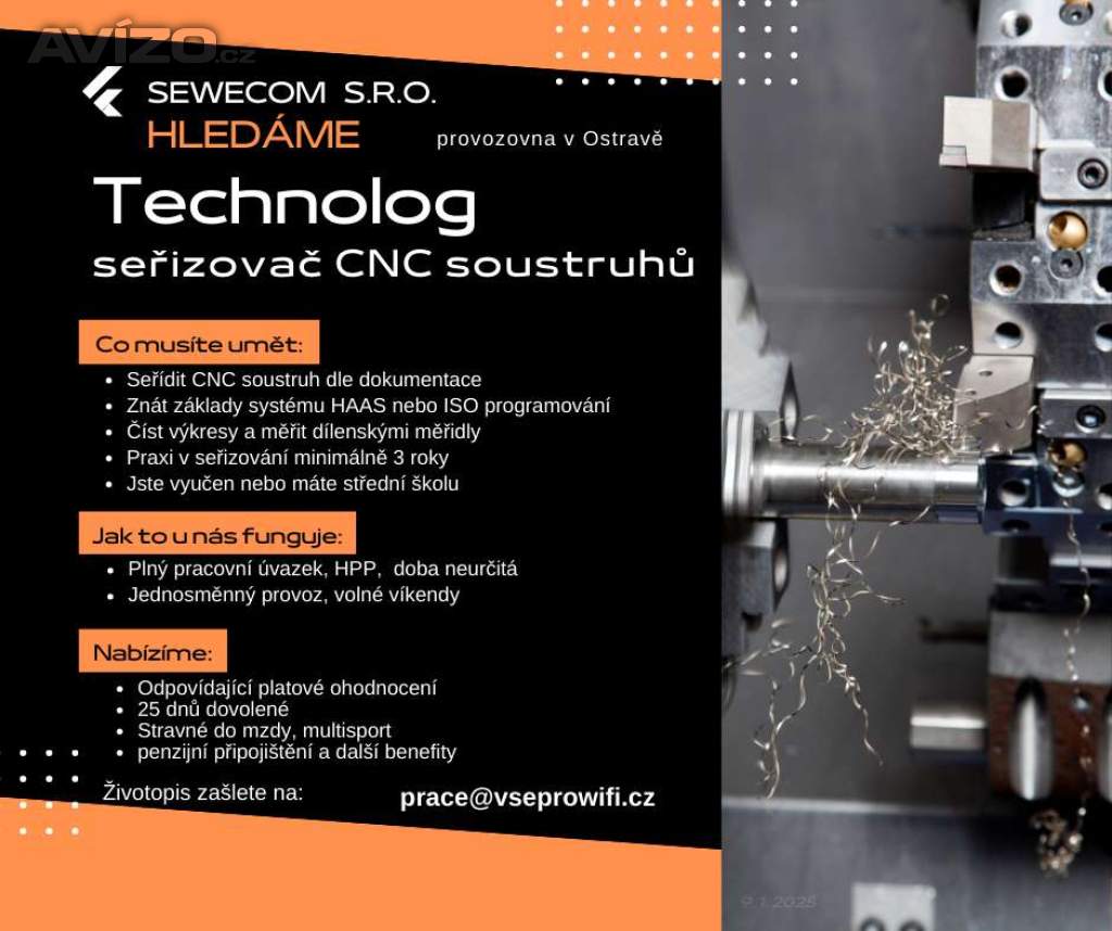 Technolog - seřizovač CNC soustruhů HAAS Ostrava