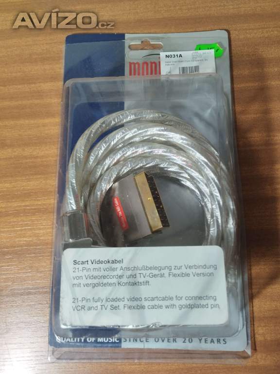 Kabel Scart 3 m, pozlacený