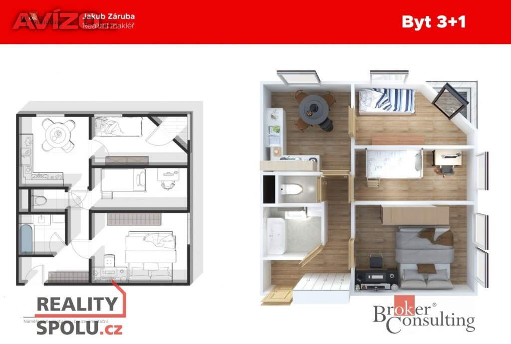 Prodej byty 3+1, 64 m2 - Jablonec nad Nisou - Proseč nad Nisou