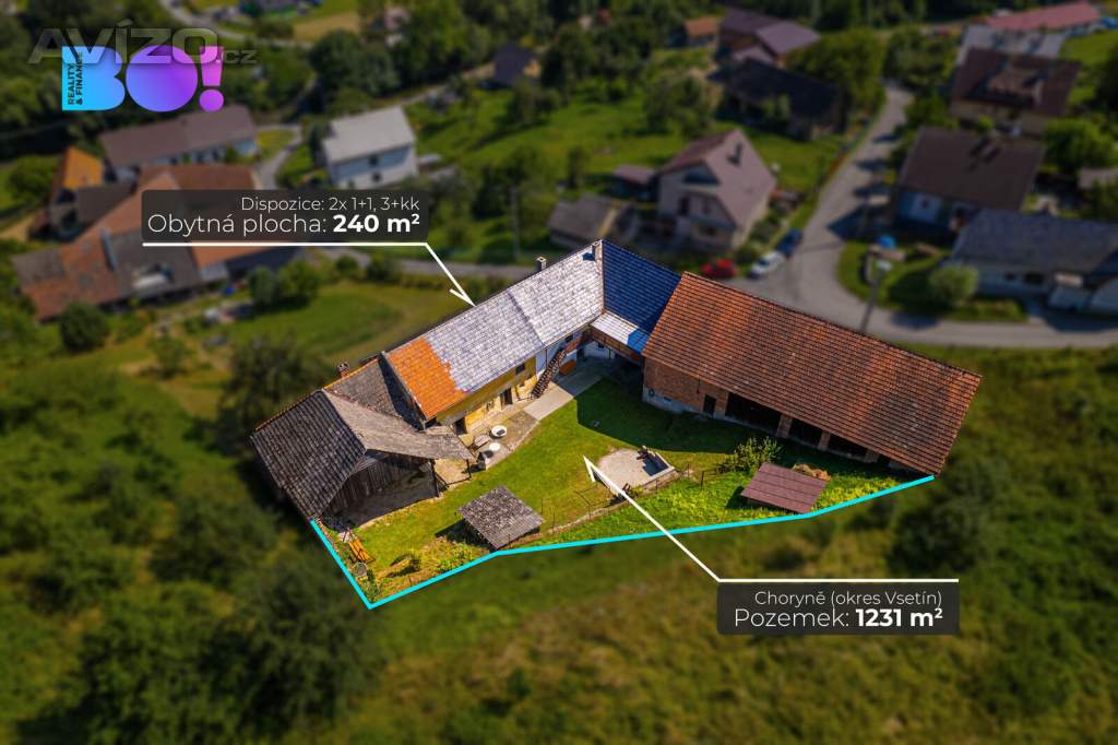 Prodej zemědělské usedlosti 240 m², pozemek 1231 m², Choryně, okres Vsetín