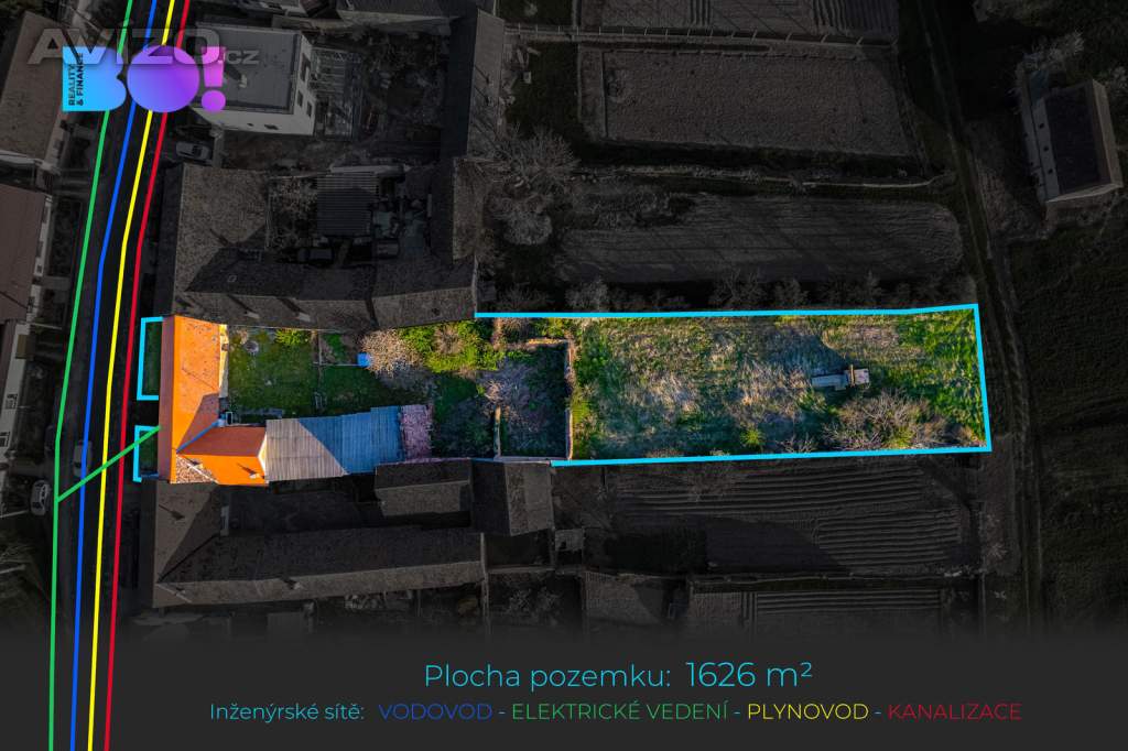 Prodej stavebního pozemku 1626 m2, Hostěradice - Chlupice