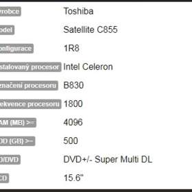 Fotka k inzerátu Notebook Toshiba / 19200165