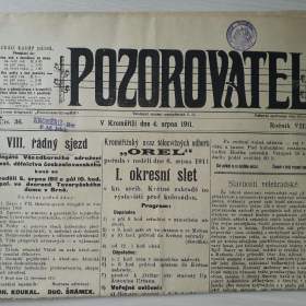  Pozorovatel 4. 8. 1911 -  Kroměříž  / 19207751