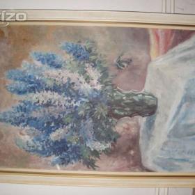 VELKÝ OBRAZ VALAŠSKÉHO MALÍŘE ZEMANA- ŠEŘÍK VE VÁZE Z ROKU 1967 / 11594550