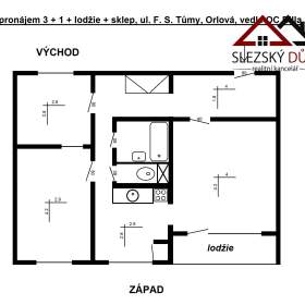 Fotka k inzerátu Pronájem, Byt 3+1/lodžie/sklep, 66 m2, ul. F. S. Tůmy, Orlová, část Lutyně / 18981784